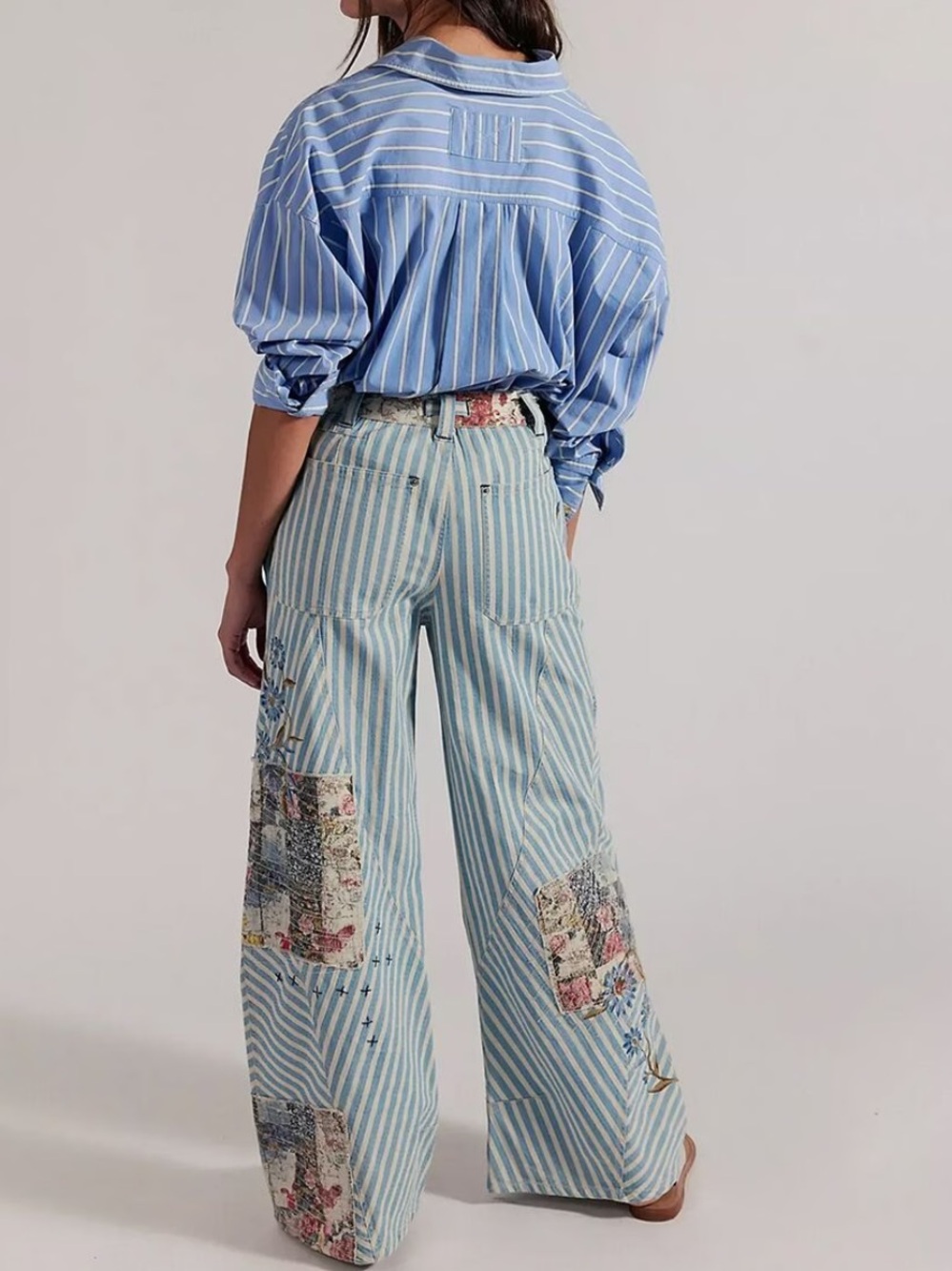 Free People We the Free Runyon Patched Pants-West Ridge Blue - Picture 5 of 10